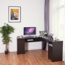 Red Barrel Studio® L-shaped Corner Computer Desk Writing Table Study Workstation Drawers Wood in Black | 30 H x 66 W x 66 D in | Wayfair