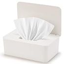 Baby Wipes Dispenser, Wipe Holder for Baby & Adult,Keeps Wet Tissue Fresh, Non-Slip Wipes Case, Flushable Wipe Container with Sealing Design Lid (1-White)