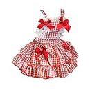 Toddler Cute Sundress 3 to 8 Years Kids Baby Girls Plaid Bow Lolita Princess Dress Clothes Spring Summer Outfits (Red, 3-4 Years)