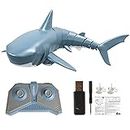 RADIONICS Kid Mini Rc Shark Remote Control Swim Toy Underwater Electric Racing Boat Spoof Pool Toy (Blue)