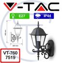 V-TAC VT-749 LED Garden Outdoor Wall Lamp Lantern E27 Black Matte IP44 High