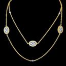 Freida Rothman Rare Rose Cut CZ Station Set Gold Plate Necklace 34” Opera Length
