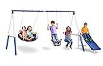 XDP Recreation Swingin' More Fun - Outdoor Backyard Playground Kids Swing Set. White/Blue