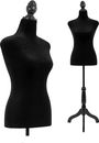 Used Female Mannequin Torso Dress Form w/Adjustable Tripod Stand Base Style