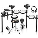 Donner DED-200 Electric Drum Sets with Quiet Mesh Drum Pads, 2 Cymbals w/Choke, 31 Kits and 450+ Sounds, Throne, Headphones, Sticks, USB MIDI, Melodics Lessons (5 Pads, 3 Cymbals)