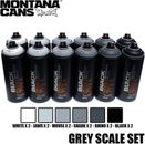 Montana BLACK 400ml Grey Scale Graffiti Street Art Mural Spray Paints- 12ct Set