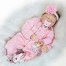 DangTpor Reborn Baby Dolls Girl Closed Eyes 22 inch Soft Weighted Body, Real Looking Sleeping Newborn Cute Lifelike Handmade Vinyl Silicone Reborn Babies