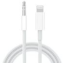 CASOSHIELD Cable Compatible with iPhone Aux Cord for Car Stereo, Lightning to 3.5mm Audio Cable for iPhone 13 12 11 XS XR X SE2 8 7 to Car Stereo/Home Stereo/Speaker/Headphone, White