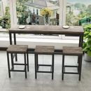 Modern Wood Dining Table Set with 3 Stools,Kitchen Dining Table,Pub Table