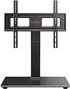 Perlegear Universal Swivel TV Stand for 32–70 inch TVs, Height Adjustable Table Top TV Stand Mount with Tilt, Tempered Glass Base, Holds up to 88 lbs, Max VESA 400x400mm, PGTVS26
