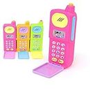 VGRASSP Pretend Play Flip Cell Phones for Kids, Toddlers, Cellphone Toy with Music, Ringtones, LEDs, Birthday Party Favors and Gifts for Girls - Color as per Stock