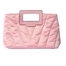 Victoria's Secret V Logo Party Satin Clutch Pink Quilt Lightweight, Pink, One Size