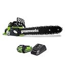 Greenworks 40V 14-inch Cordless Brushless Chainsaw, 2.0 Ah Battery and Charger Included 2000600