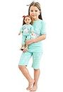 Babyroom Girls Matching Doll&toddler 4 Piece Cotton Pajamas Toddler Unicorn Sleepwear size 3 Blue