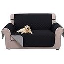 U-NICE HOME Loveseat Sofa Cover Reversible Couch Cover for Dogs with Elastic Straps Water Resistant Furniture Protector for Pets Couch Cover for 2 Cushion Couch (Loveseat, Black/Grey)