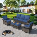 5 Pieces Outdoor Wicker Chair Set Rattan Patio Furniture Set Seat Cushions Sofa