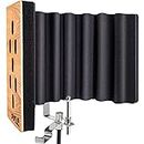Pyle Wood Microphone Isolation Shield-Sound Isolation Recording Booth,Studio Microphone Vocal Booth Dampening Filter Foam Acoustic Panel w/2' Thick Foam,Universal ⅝” Mic Threading-PSMRSWD100