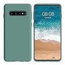 DUEDUE Liquid Silicone Case for Samsung Galaxy S10, Samsung S10 Case Shockproof, Slim Liquid Silicone Soft Gel Rubber Shockproof Protective Phone Case Cover for Samsung Galaxy S10, Green