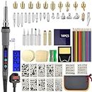 Wood Burning Kit 77Pcs, 60W LCD Adjustable Temperature Soldering Pyrography Wood Burning Set Tool Pen and Accessories,Graphics, Soldering Irons,woodburning Embossing Carving…