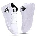 Sneaker Junkies Men's PVC Mid-Top Lace Up Stylish Print Casual Shoes (White, 7 UK)