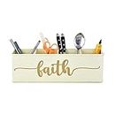 Elan Faith All In One Multifunctional Office Supplies Metal Desk Organizer- Off White