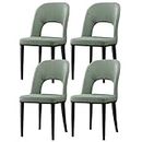 EMUR Modern Dining Chairs Set of 4 Kitchen Chairs with Artificial Fine Grain Leather Seat Back Modern Mid Century Living Room Side Chairs with Carbon Steel Chair Leg Dining Chairs (Color : Green)