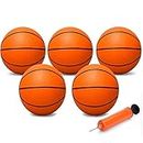 5" Mini Basketball for Kids Adults, Bouncy Indoor Basketball for Over Door Basketball Hoop, Toddler Rubber Ball for Beach Pool Arcade Game, Sport Interactive Toy Gift for Boys Girls (5 Pack with Pump)