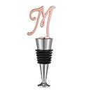 DRPORONYN Monogram Wine and Beverage Bottle Stopper, Initial letter wine stoppers Decorative, Creative Wine Gift for Kitchen Bar Wedding Rose Gold Finish,Reusable, letter M