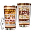 MONIZILUCKY 20Oz Tumbler For Html Developer By Day World's Best Daddy By Night, Stainless Steel Tumbler For Father's day Gift For Html Developer Best Dad Ever