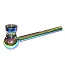 ONE BEST DEAL Rainbow Glass Smoking Pipe with 5 Silver Screen Pocket Size Tobacco Smoke Hand Pipes Perfect for Tobacco Smoker
