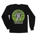 Fast N' Loud Officially Licensed Gas Monkey Garage Green Logo Long Sleeve T-Shirt (Black), Medium