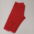 Smoke Rise Jean Shorts 34 Distressed Skater Streetwear Red Denim Cotton Elastane