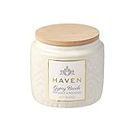 Haven 'Gypsy Beach' Bergamot & Patchouli Scented Candle in Ceramic Jar - Clean-Burning Soy Wax Blend Candle with Natural Cotton Wick - Decorative Candles for Home Decor - Blue or White