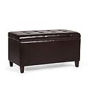 Furnistar 33.3 inch Modern Faux Leather Brown Storage Ottoman Benches with Lift Off Top for Living Room/Bedroom/Entrance(Ship from US)