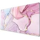 Desk mat XXL Mouse pad, Pink Rose Gold Marble Office Supplies and Accessories Decor Office for Women 31.5X15.75in,Stitched Edges Smooth Surface and Non-Slip Rubber Bottom,Large Mouse pad for Desk …