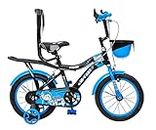 HI-FAST 16 inch Kids Cycle for 4 to 7 Years Boys & Girls with Training Wheels & Carrier (KIDOZ-16T-95% Assembled), Blue
