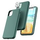 TOCOL 5 in 1 for iPhone 11 Case, with 2 Pack Screen Protector + 2 Pack Camera Lens Protector, Silicone Slim Shockproof Cover iPhone 11 Phone Case [Anti-Scratch] [Drop Protection] 6.1", Midnight Green