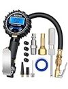 AstroAI Digital Tire Pressure Gauge with Inflator(3-250 PSI 0.1 for Display Resolution), Heavy Duty Air Chuck and Compressor Accessories with Rubber Hose and Quick Connect Coupler, Blue