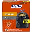 Hefty Strong Large 30 Gallon Trash Bags - Multipurpose - Drawstring - 74 Count