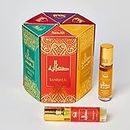 Sandal Attar Oil Set by Dukhni | العطار العربي | Arabian sandalwood perfume oils | 6 assorted scents x 6ml | Authentic,Alcohol free, Vegan, Sandalia Collection Set for Gifting with Rose & Jasmine