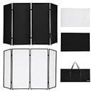 Starfavor DJ Facade Booth Portable Event Cover Screen - Foldable 4 Detachable Metal Frame Light Projector Display Scrim Panel Stand with Carry Bag (White and Black)