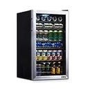 Newair Beverage Refrigerator Cooler | 126 Cans Free Standing with Right Hinge Glass Door | Mini Fridge Beverage Organizer Perfect For Beer, Wine, Soda, And Cooler Drinks | AB-1200