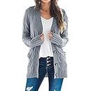 Early Black of Friday Deals 2023 Prime Women's Cardigan Chunky Open Front Button Sweaters with Pockets Loose Slouchy Oversized Fall Outerwear Coat Trendy Fall Outfits Gray S