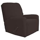 Easy-Going Recliner Stretch Sofa Slipcover Sofa Cover 4-Pieces Furniture Protector Couch Soft with Elastic Bottom Kids, Spandex Jacquard Fabric Small Checks(Recliner,Chocolate)