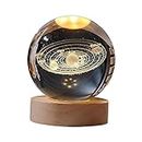 WENGONVILA 3D Lamp Crystal Ball Night Lamp USB Table Light with Wooden Base | Night Projector Lamp Galaxy Rechargeable for Kids, Children (Multicolor/Galaxy)