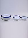 Mexican Blown Glass Snack Bowls Cobalt Blue Rim (3 Pieces) by MEXHANDCRAFT