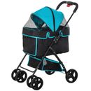 PawHut Pet Stroller Foldable Carriage w/ Brake Basket Canopy Removable Cloth