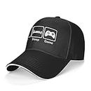 Eat Sleep Game,Quarantine,Gamer,Video Games Black Women Adjustable Baseball Cap Snapback Men Dad Sun Sports Trucker Hat
