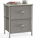 SimpleHouseware 2-Tier Nightstand Dresser Storage Tower with Drawers for Bedroom, Grey