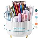 Lolocor Desk Pencil Pen Holder, 5 Slots 360° Degree Rotating Organizers for Desktop Storage Stationery Supplies Cup Pot Office School Home Art Supply White (RHolder100WT)